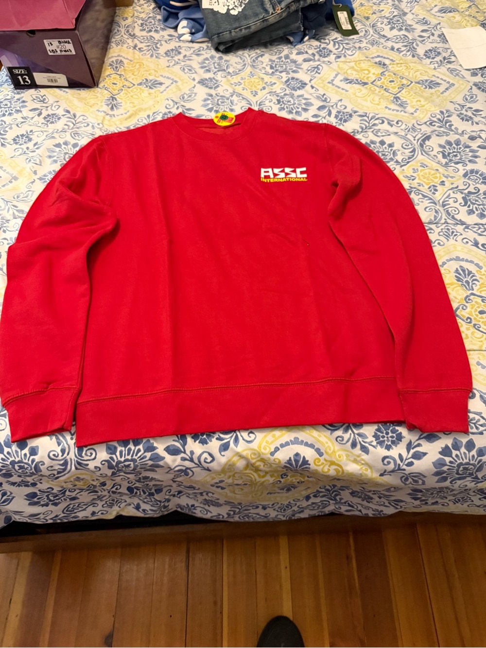 Anti Social Social Club Red Crewneck Sweatshirt with Small Chest Logo